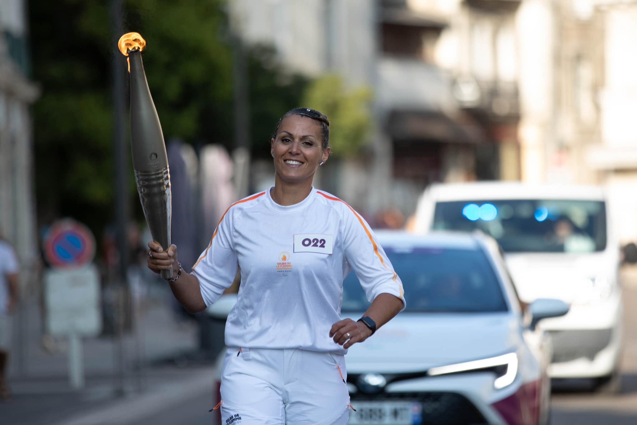 Nadia pendant un relais sportif